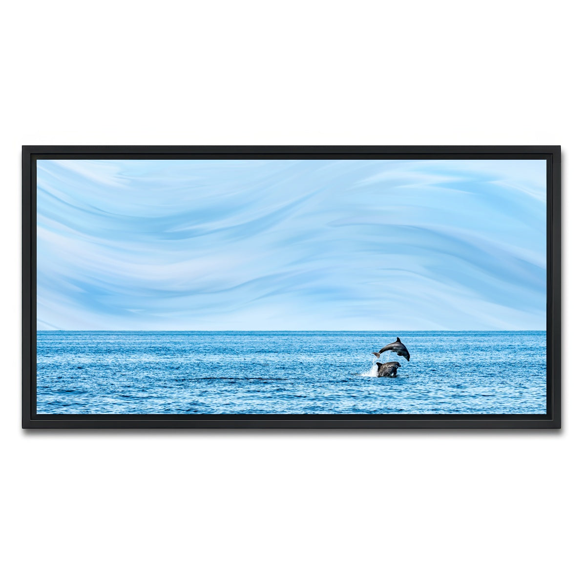AUTO-MOCKUP WHITE | Rollin jumping dolphins | 1 Piece | Black Framed Canvas | group=2x1