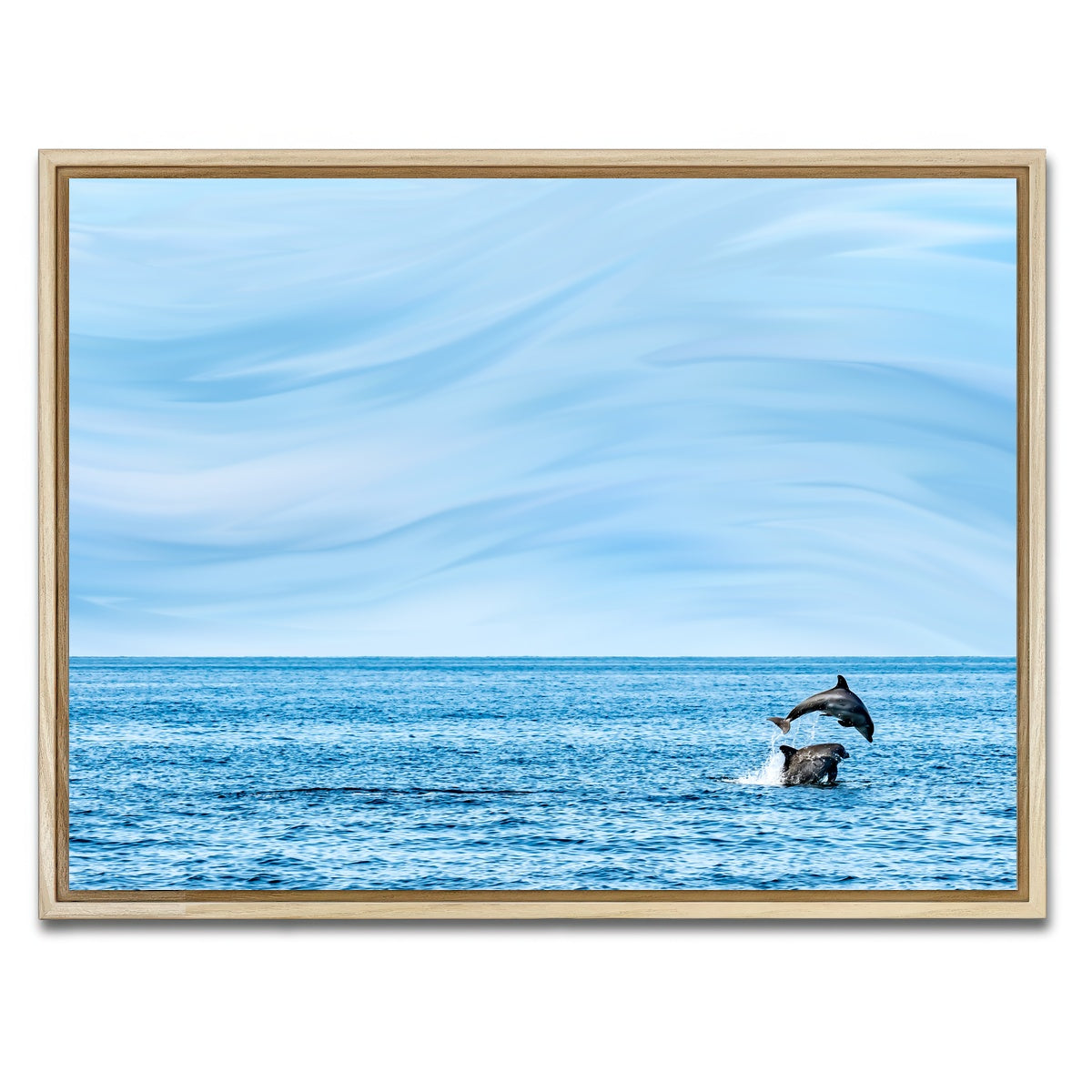 AUTO-MOCKUP WHITE | Rollin jumping dolphins | 1 Piece | Natural Framed Canvas | group=4x3