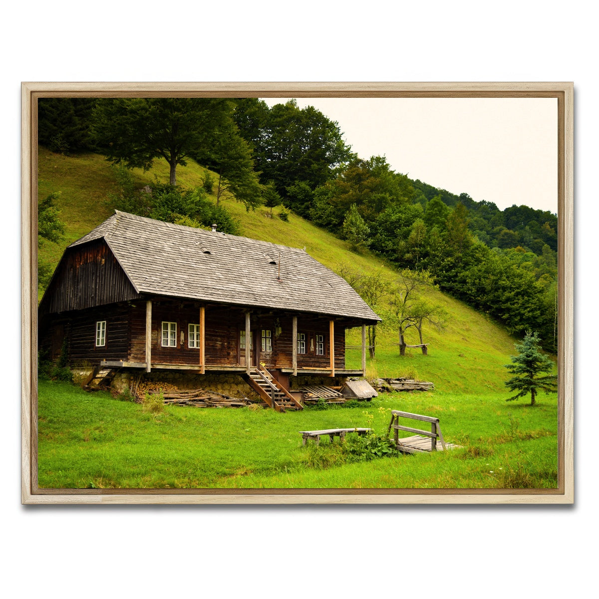 AUTO-MOCKUP WHITE | Romanian Cabin | 1 Piece | Natural Framed Canvas | group=4x3