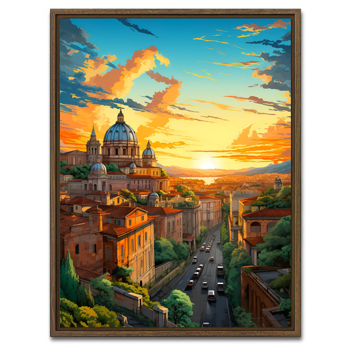 AUTO-MOCKUP WHITE | Rome - St. Peter's Basilica | 1 Piece | Walnut Framed Canvas | group=3x4