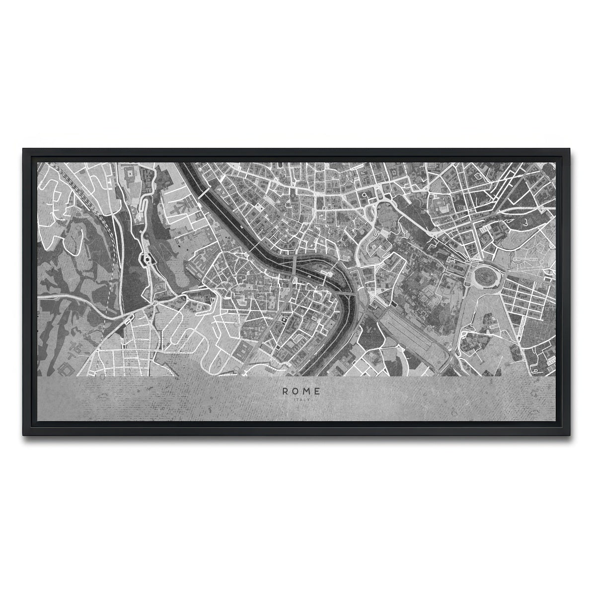 AUTO-MOCKUP WHITE | Rome Map 2 | 1 Piece | Black Framed Canvas | group=2x1