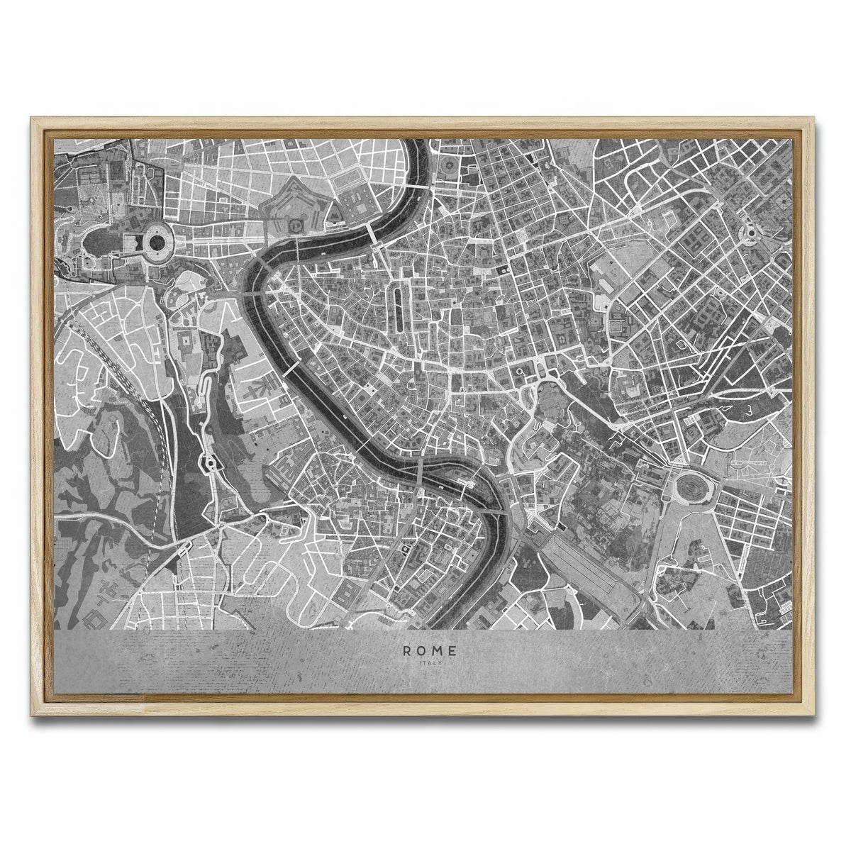 AUTO-MOCKUP WHITE | Rome Map 2 | 1 Piece | Natural Framed Canvas | group=4x3