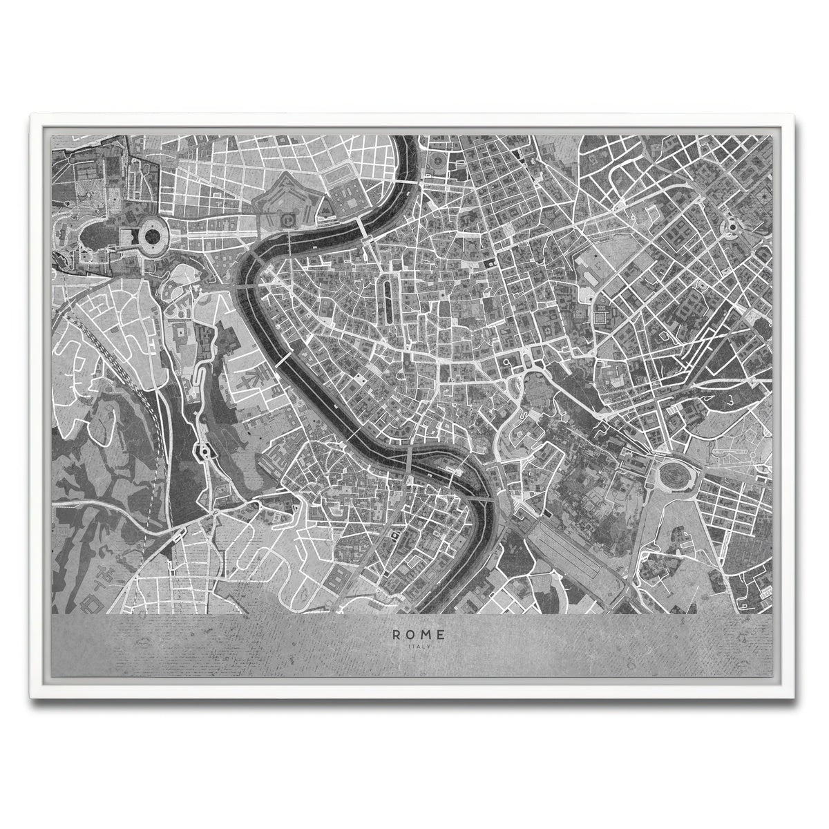 AUTO-MOCKUP WHITE | Rome Map 2 | 1 Piece | White Framed Canvas | group=4x3
