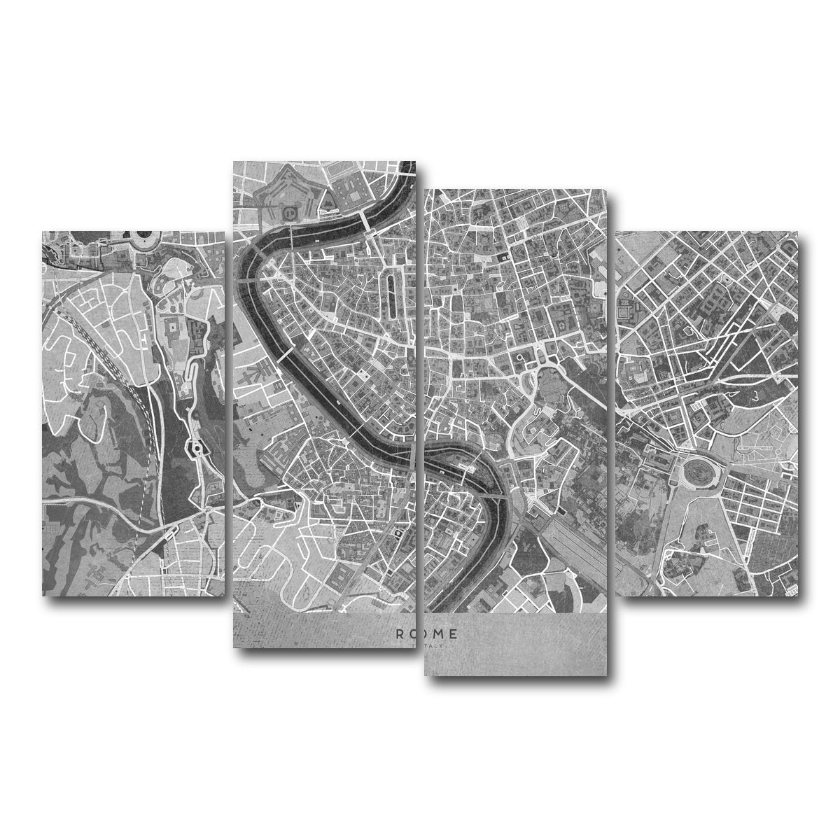 AUTO-MOCKUP WHITE | Rome Map 2 | 4 Piece | Gallery Wrap Canvas | group=4_short
