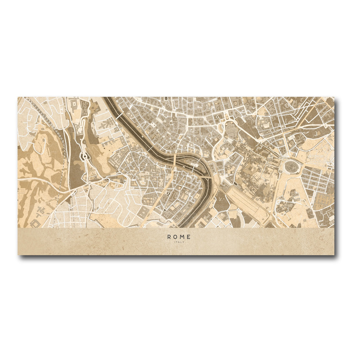 AUTO-MOCKUP WHITE | Rome Map | 1 Piece | Gallery Wrap Canvas | group=2x1