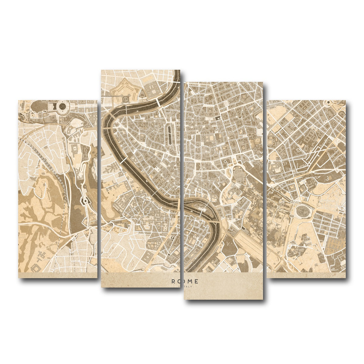 AUTO-MOCKUP WHITE | Rome Map | 4 Piece | Gallery Wrap Canvas | group=4_normal