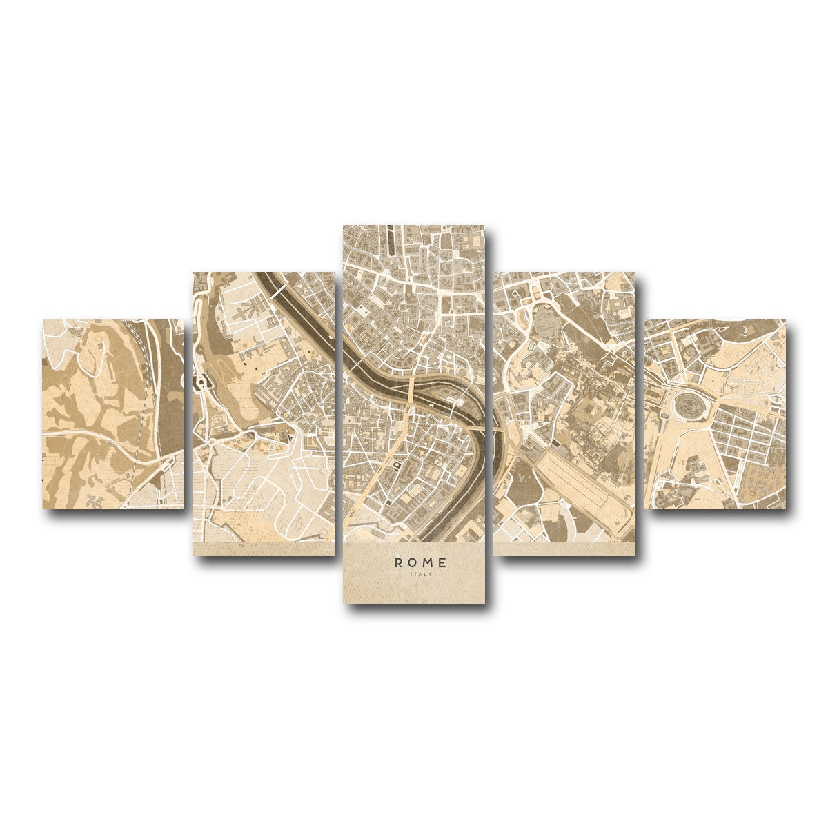 AUTO-MOCKUP WHITE | Rome Map | 5 Piece | Gallery Wrap Canvas | group=5_short