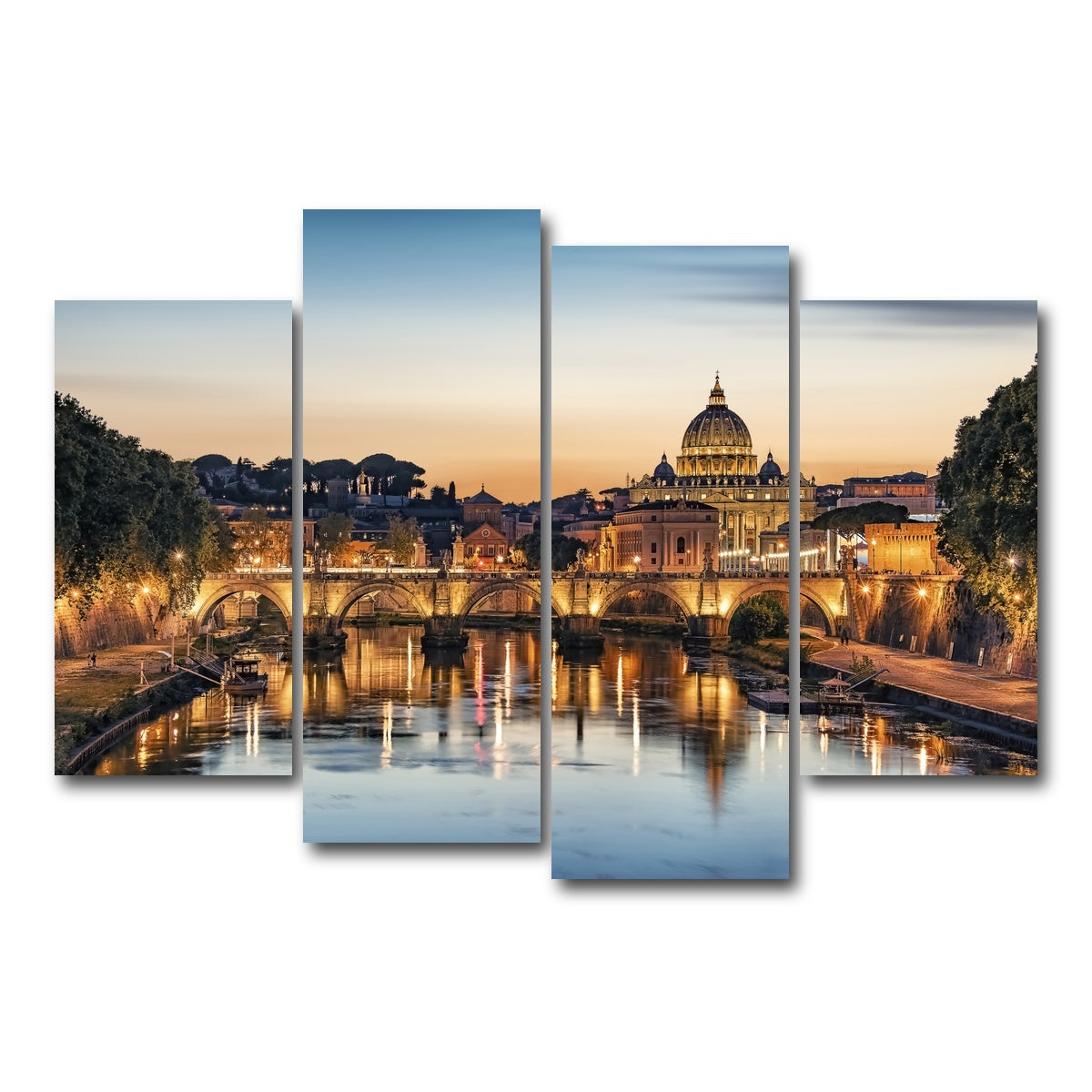 AUTO-MOCKUP WHITE | Rome Sunset | 4 Piece | Gallery Wrap Canvas | group=4_short