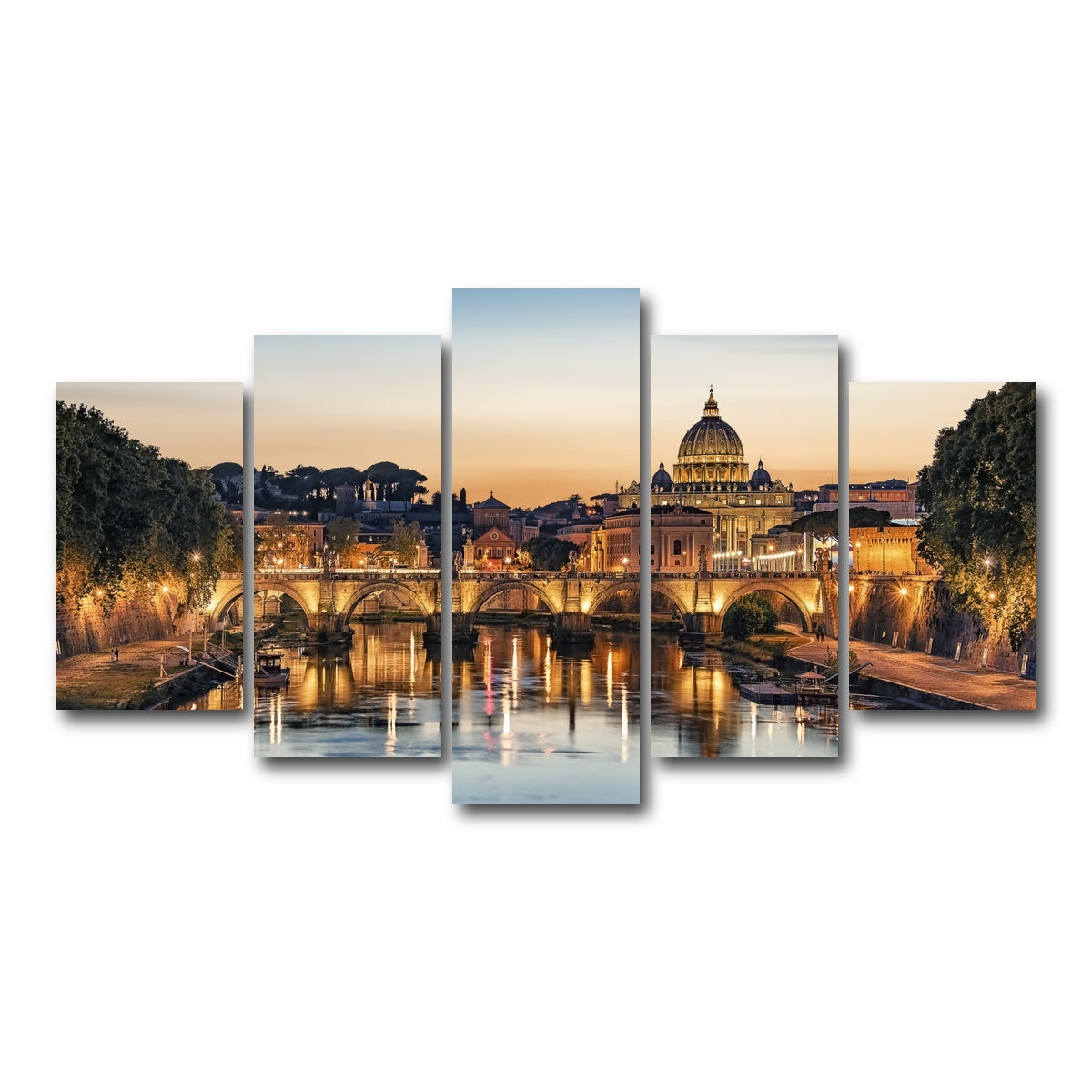 AUTO-MOCKUP WHITE | Rome Sunset | 5 Piece | Gallery Wrap Canvas | group=5_normal