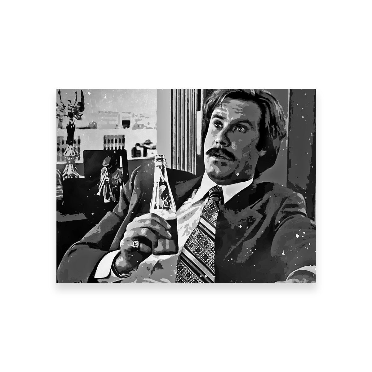 Ron Burgundy Grayscale Wall Art