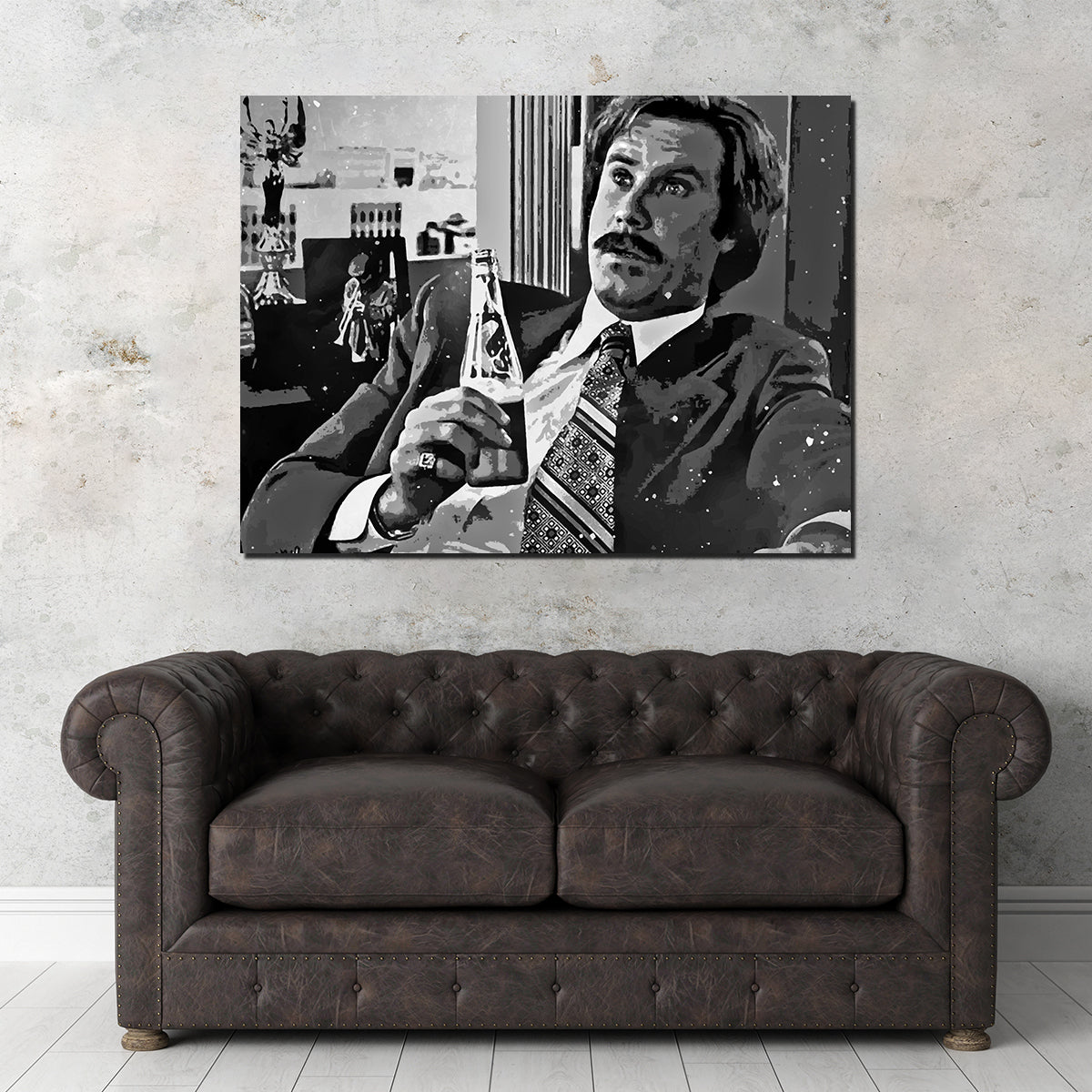 Ron Burgundy Grayscale Wall Art