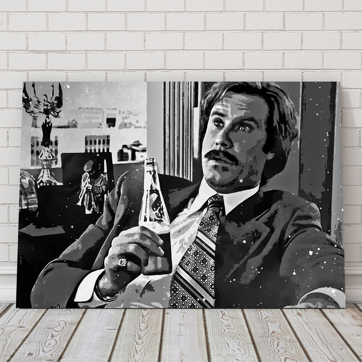 Ron Burgundy Grayscale Wall Art