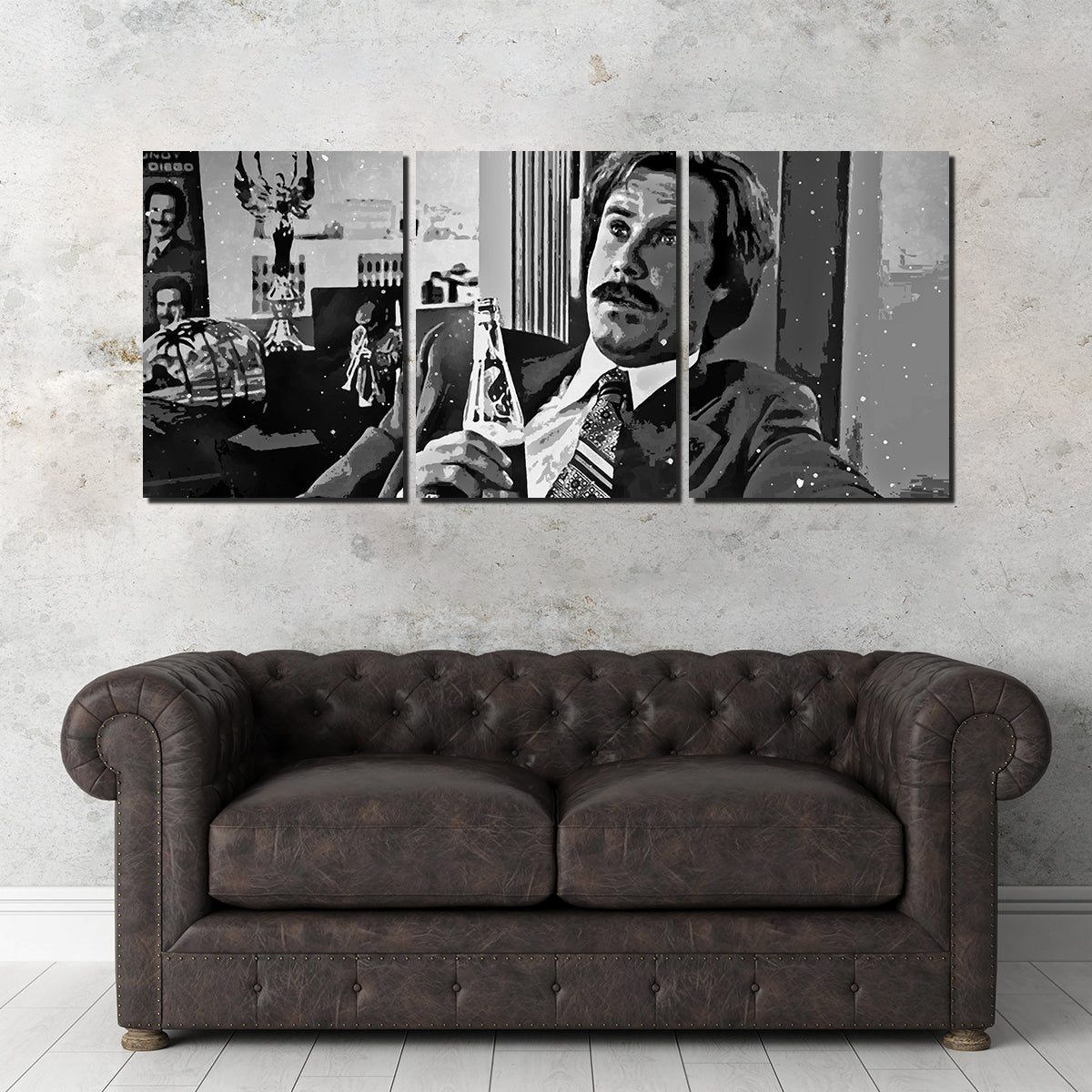 Ron Burgundy Grayscale Wall Art