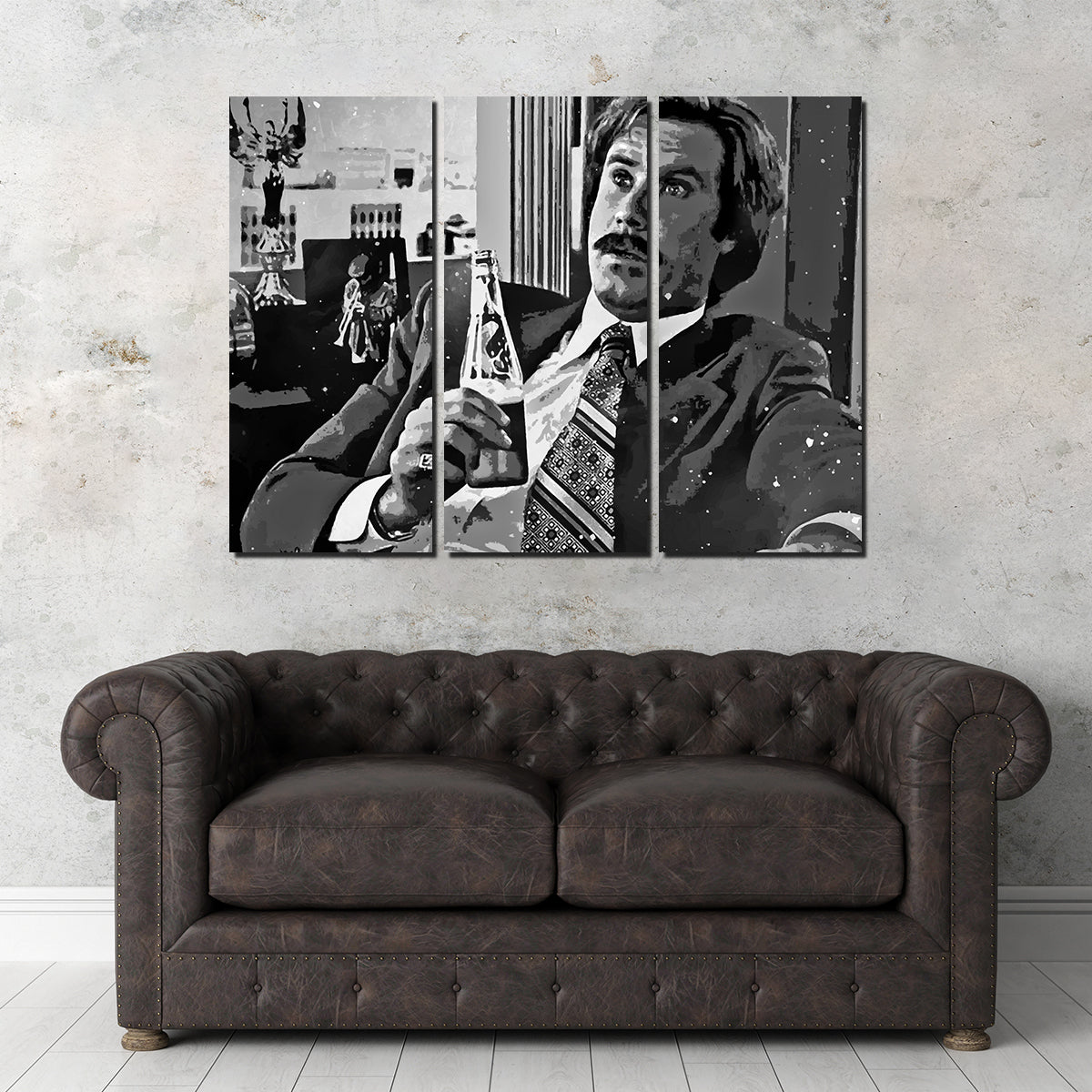 Ron Burgundy Grayscale Wall Art