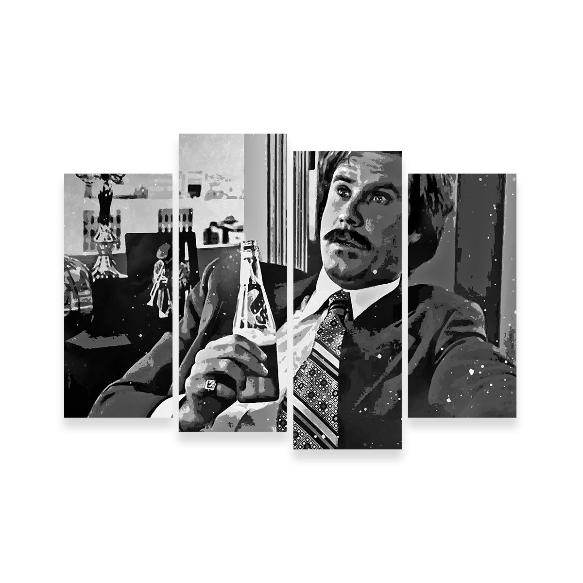 Ron Burgundy Grayscale Wall Art