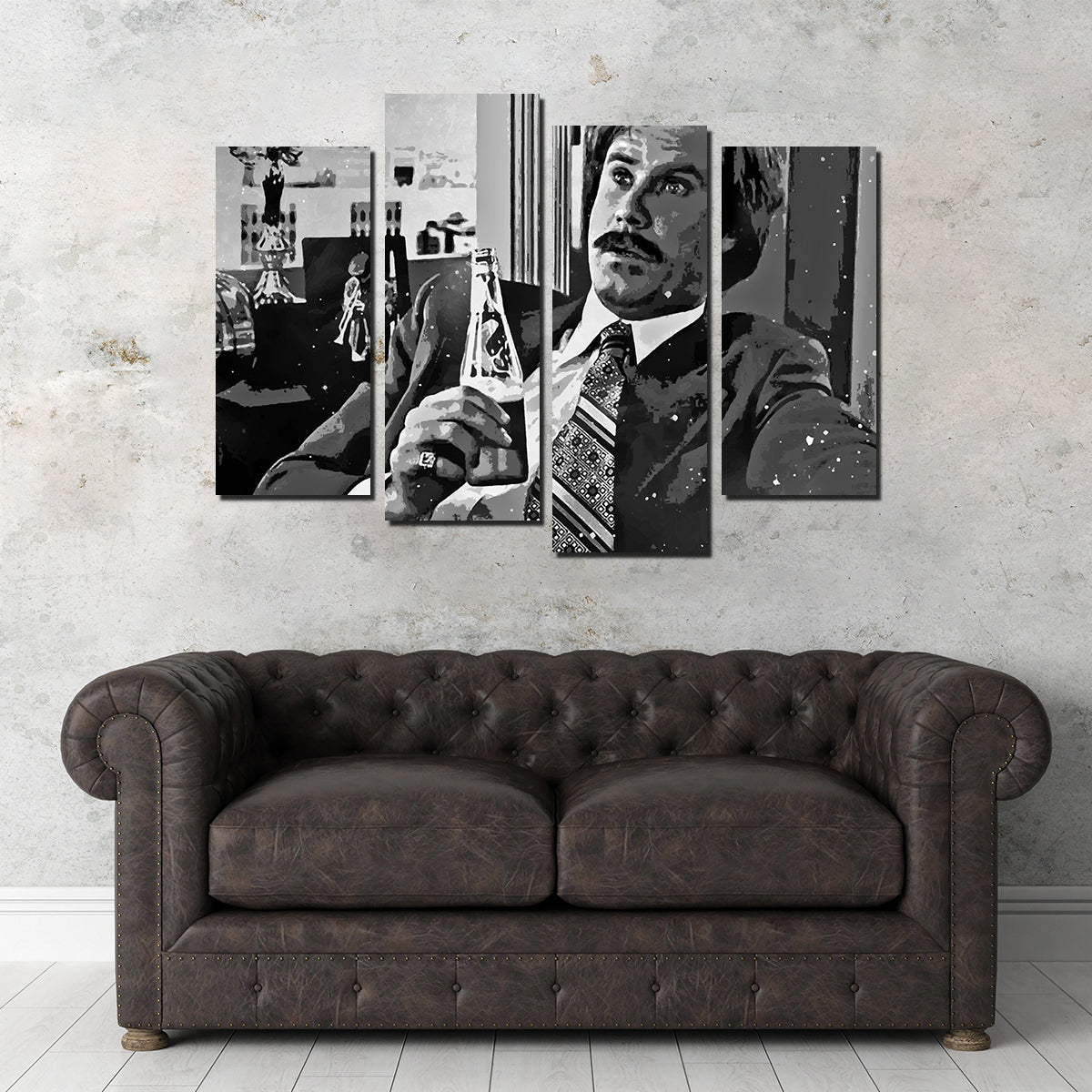 Ron Burgundy Grayscale Wall Art