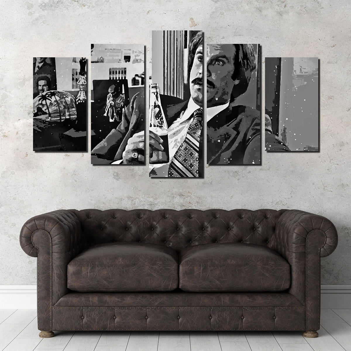 Ron Burgundy Grayscale Wall Art