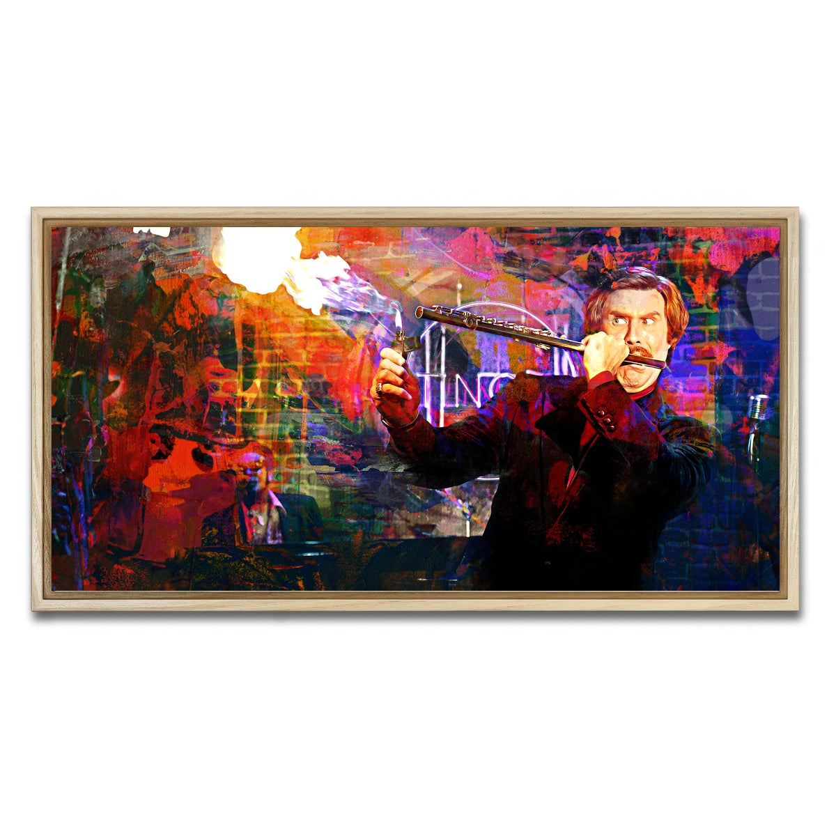 AUTO-MOCKUP WHITE | Ron Burgundy Flute | 1 Piece | Natural Framed Canvas | group=2x1