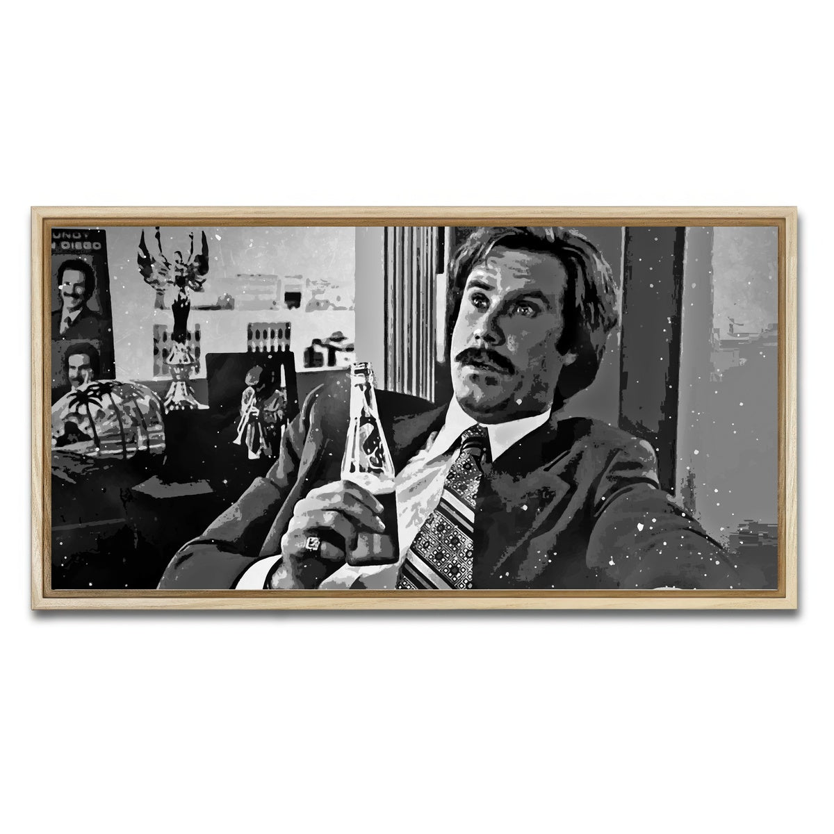 AUTO-MOCKUP WHITE | Ron Burgundy grayscale | 1 Piece | Natural Framed Canvas | group=2x1