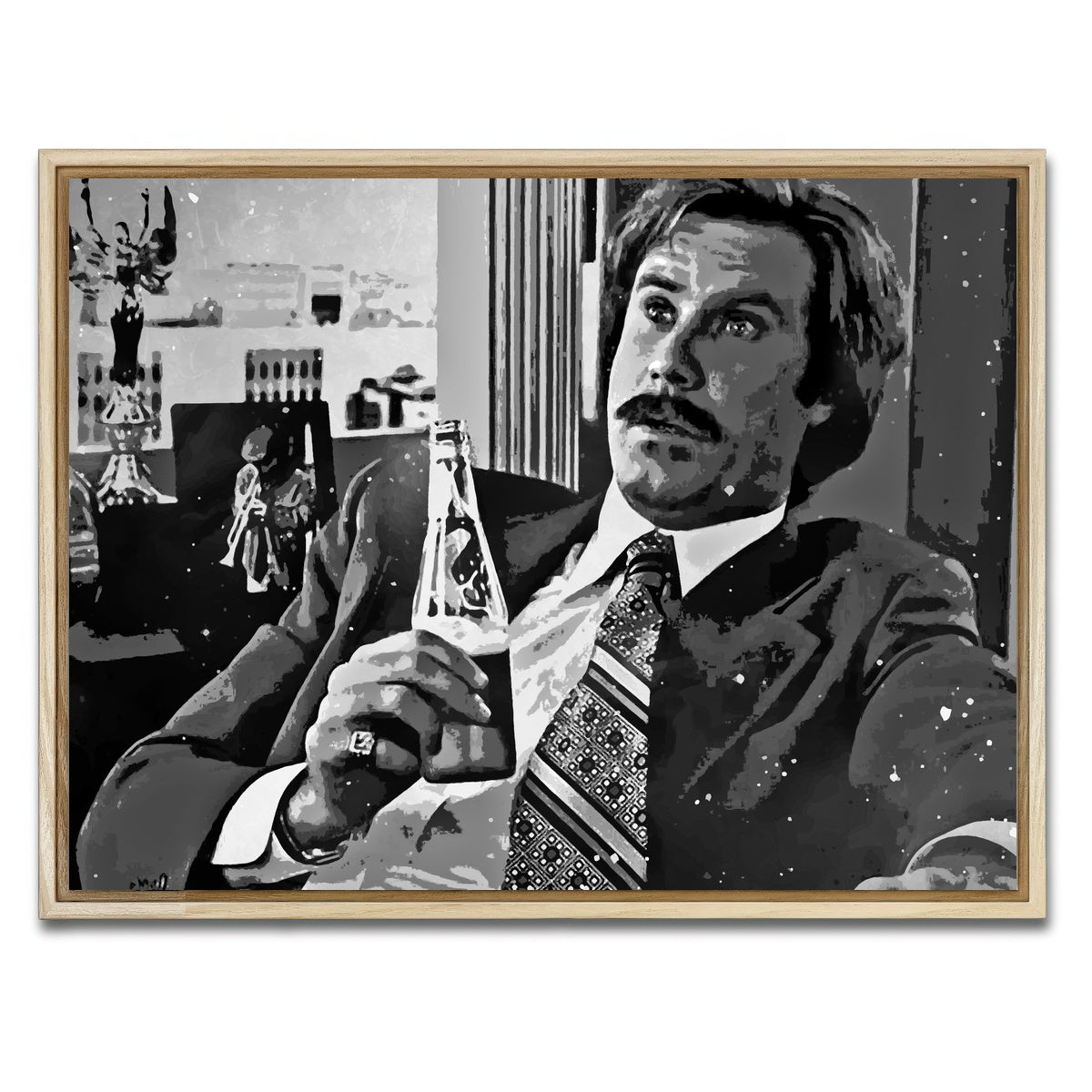 AUTO-MOCKUP WHITE | Ron Burgundy grayscale | 1 Piece | Natural Framed Canvas | group=4x3