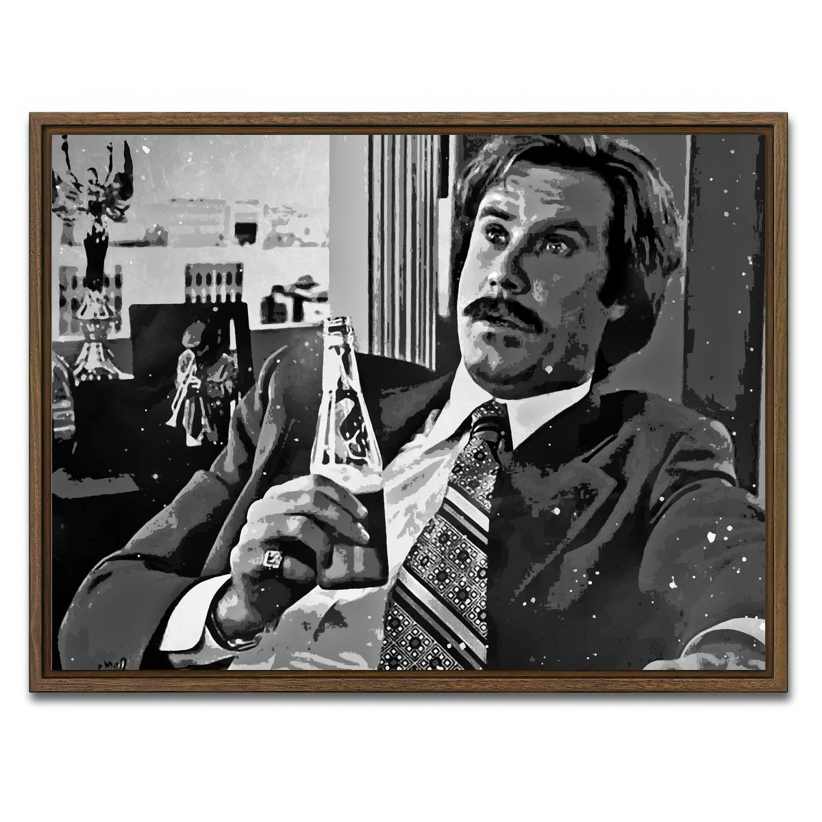 AUTO-MOCKUP WHITE | Ron Burgundy grayscale | 1 Piece | Walnut Framed Canvas | group=4x3