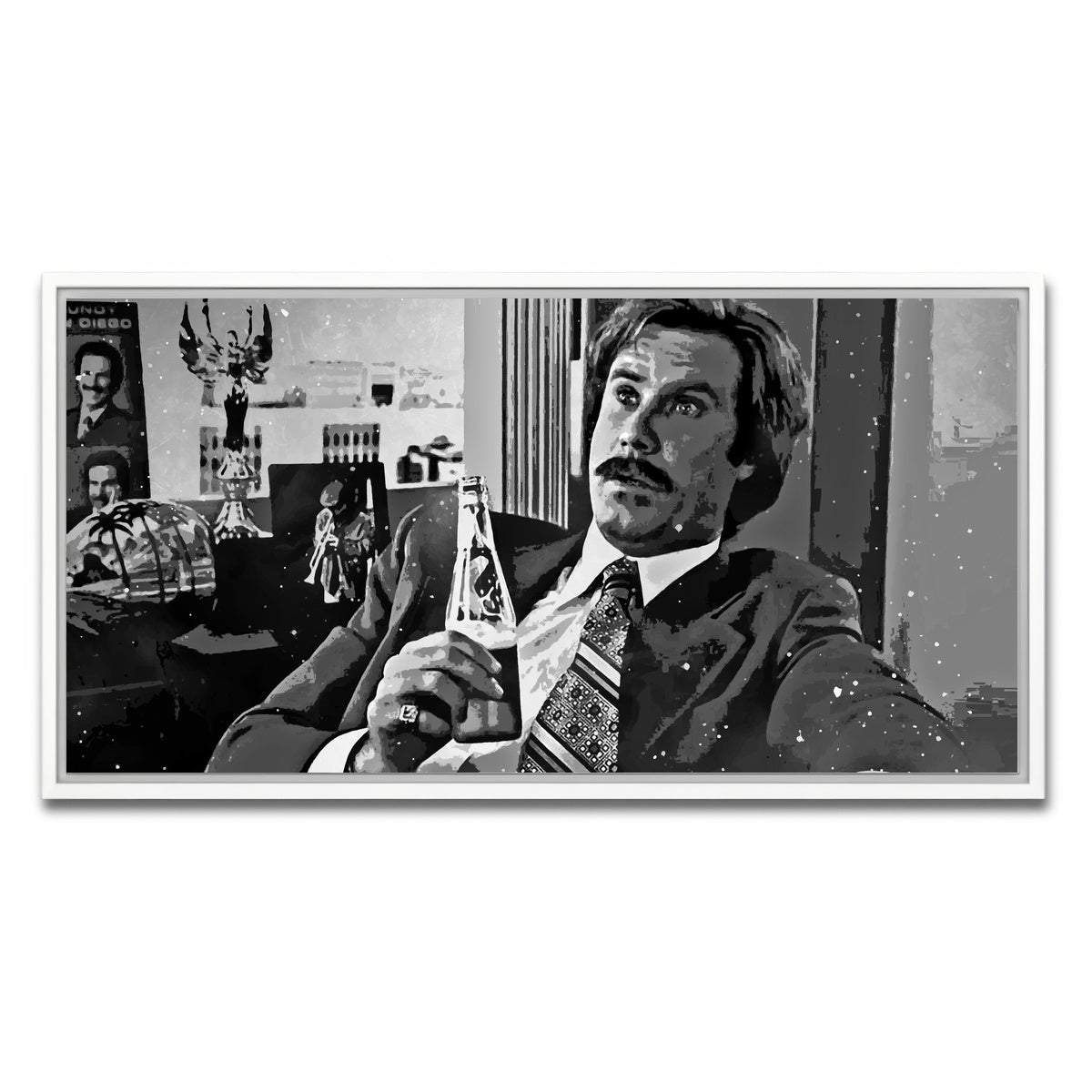 AUTO-MOCKUP WHITE | Ron Burgundy grayscale | 1 Piece | White Framed Canvas | group=2x1