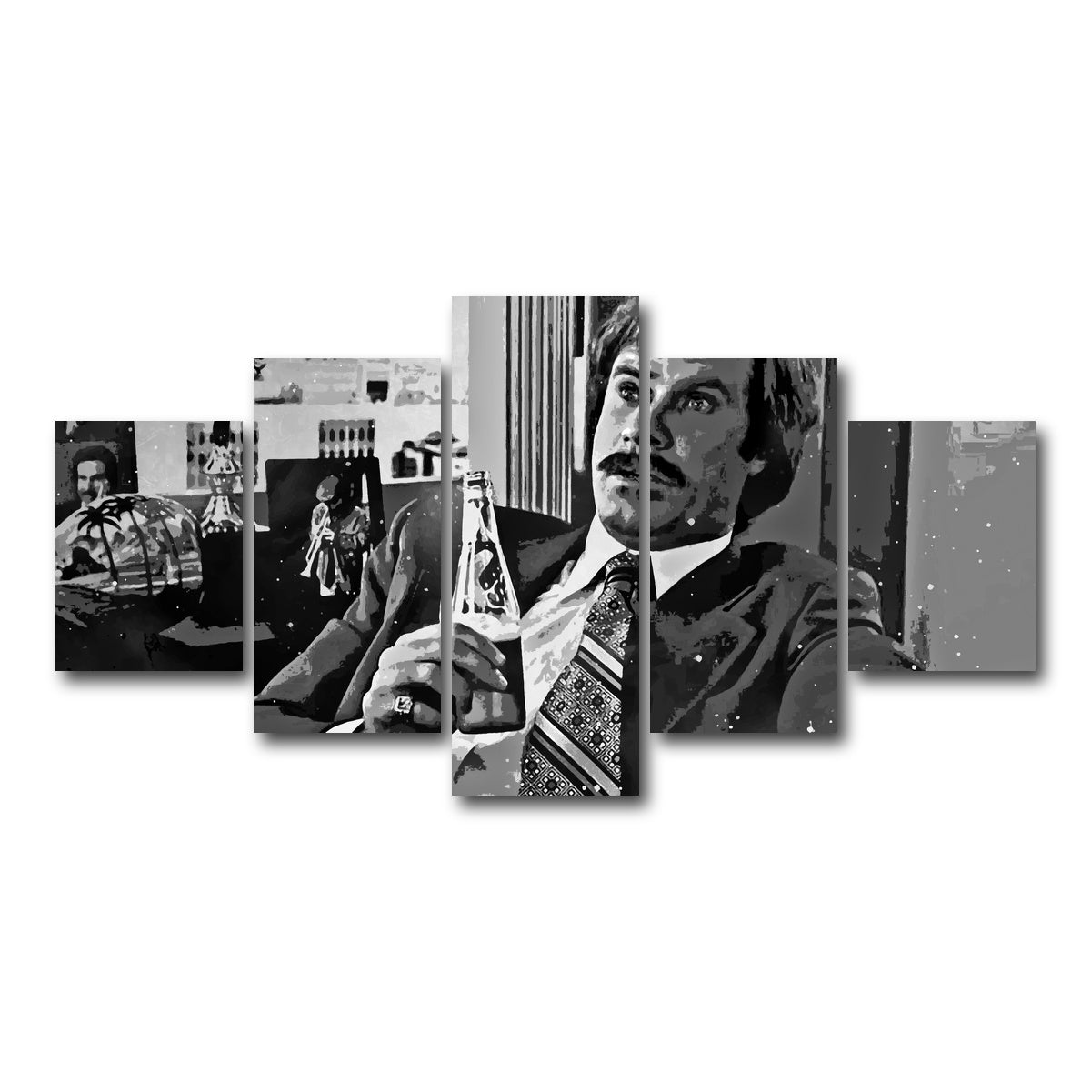AUTO-MOCKUP WHITE | Ron Burgundy grayscale | 5 Piece | Gallery Wrap Canvas | group=5_short