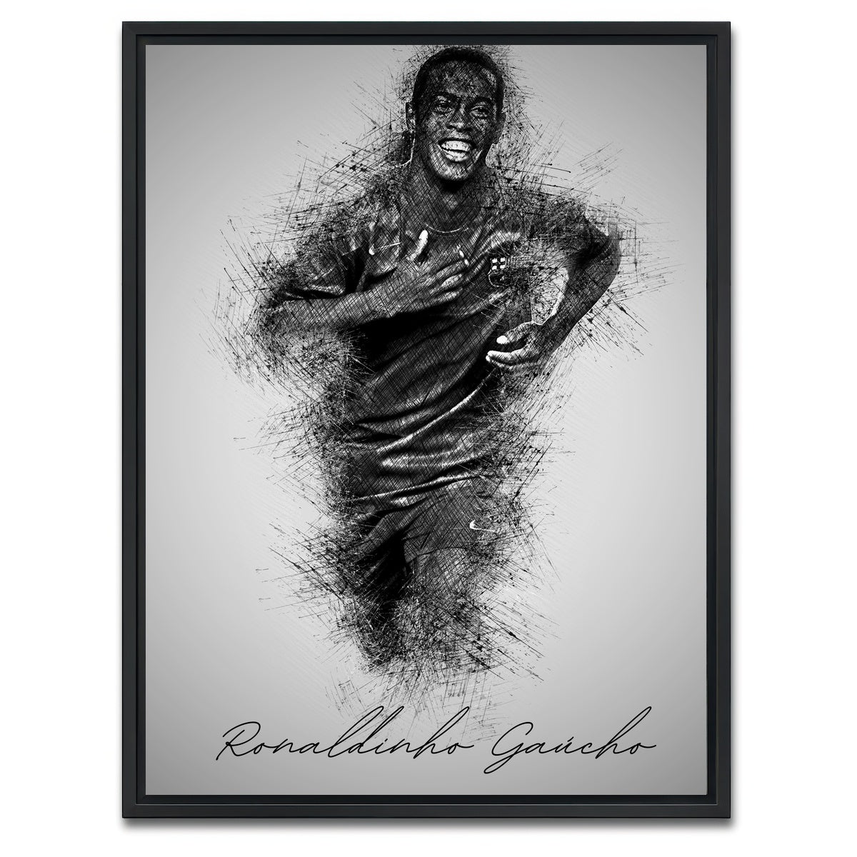 AUTO-MOCKUP WHITE | Ronaldinho Gaucho | 1 Piece | Black Framed Canvas | group=3x4