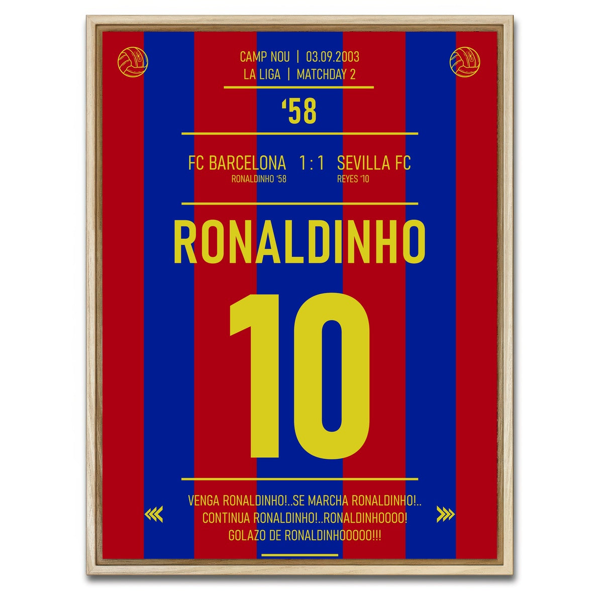 AUTO-MOCKUP WHITE | Ronaldinho Jersey | 1 Piece | Natural Framed Canvas | group=3x4