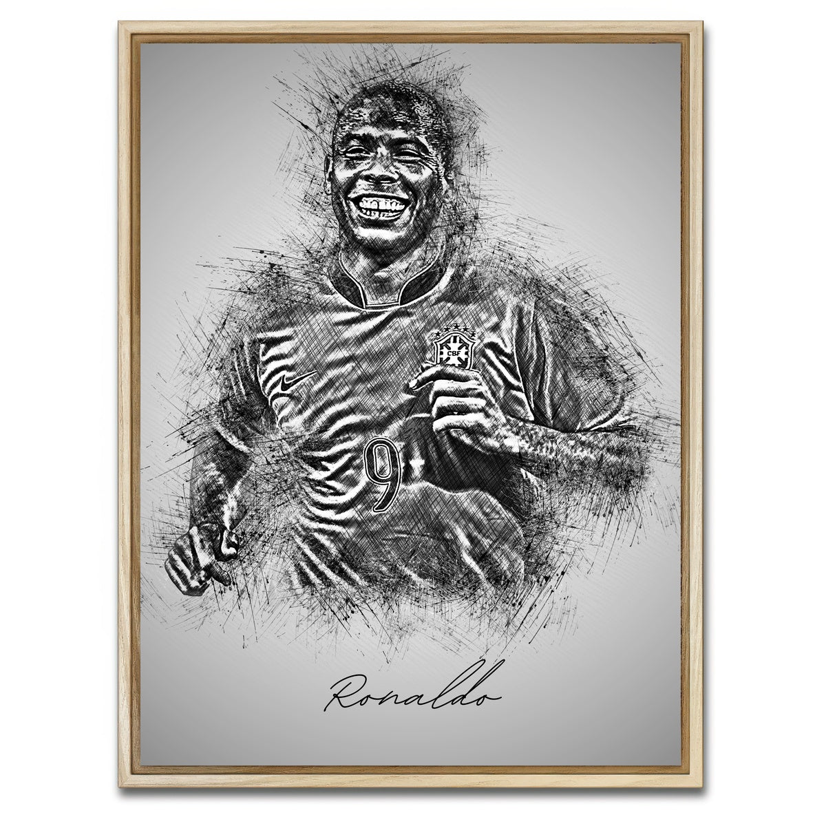 AUTO-MOCKUP WHITE | Ronaldo Nazario | 1 Piece | Natural Framed Canvas | group=3x4
