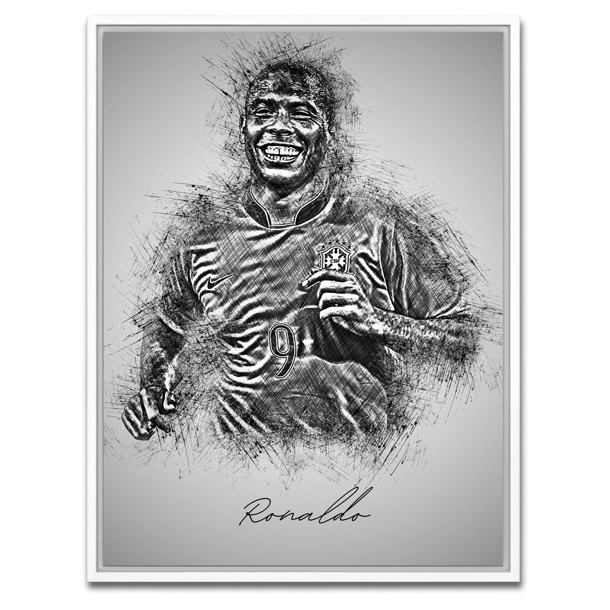 AUTO-MOCKUP WHITE | Ronaldo Nazario | 1 Piece | White Framed Canvas | group=3x4