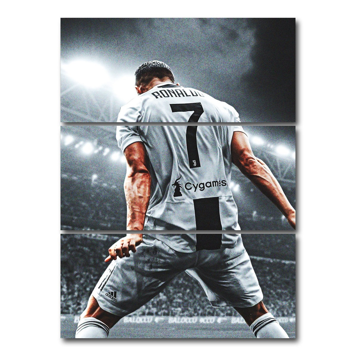 AUTO-MOCKUP WHITE | Ronaldo Number 7 | 3 Piece | Gallery Wrap Canvas | group=8x18_stacked