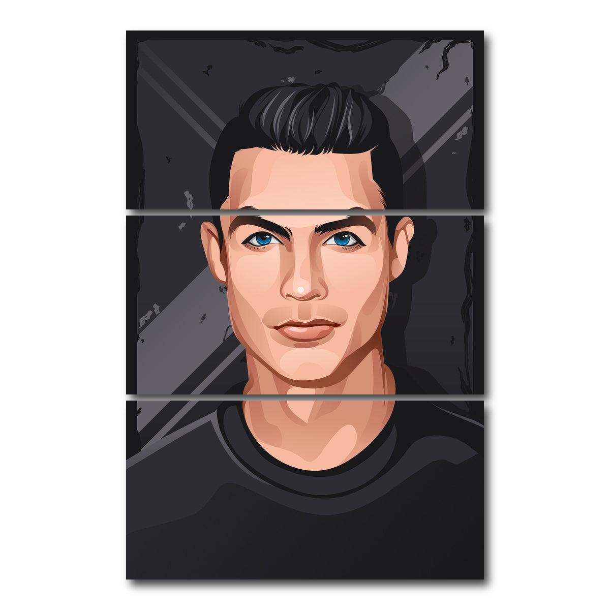 AUTO-MOCKUP WHITE | Ronaldo Portrait | 3 Piece | Gallery Wrap Canvas | group=12x24_stacked