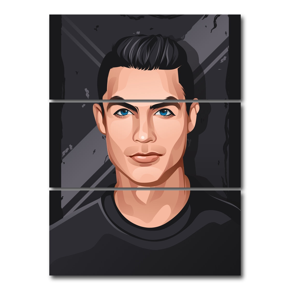 AUTO-MOCKUP WHITE | Ronaldo Portrait | 3 Piece | Gallery Wrap Canvas | group=8x18_stacked