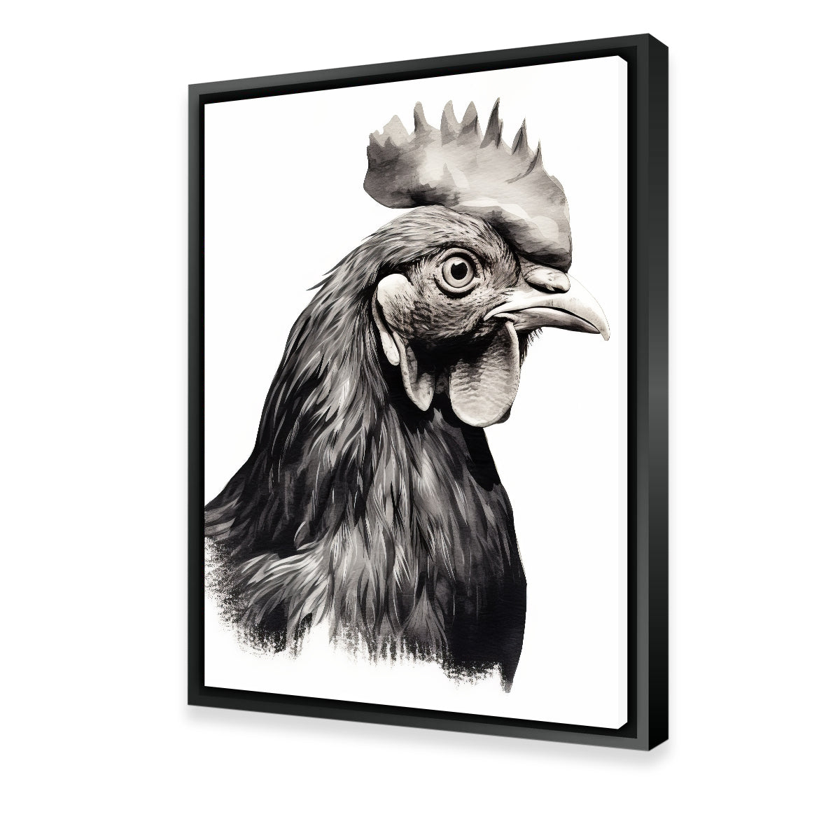 Rooster Head Grayscale Wall Art