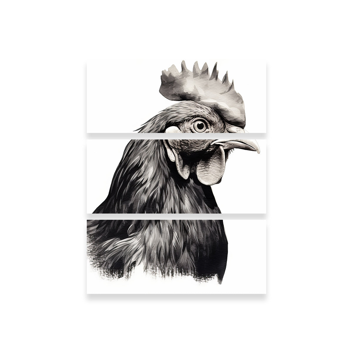 Rooster Head Grayscale Wall Art