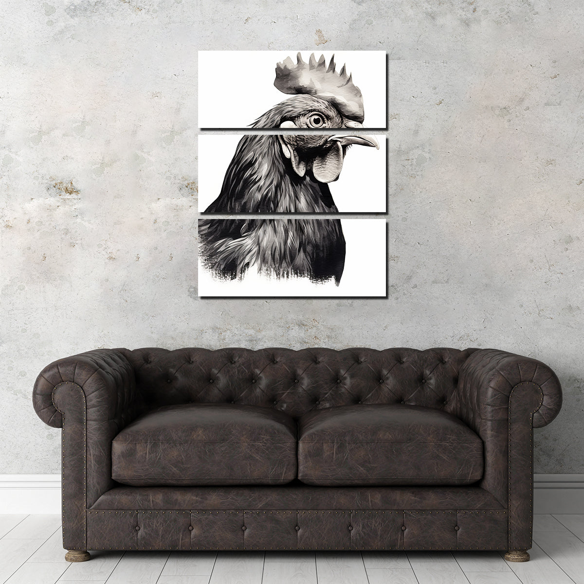 Rooster Head Grayscale Wall Art