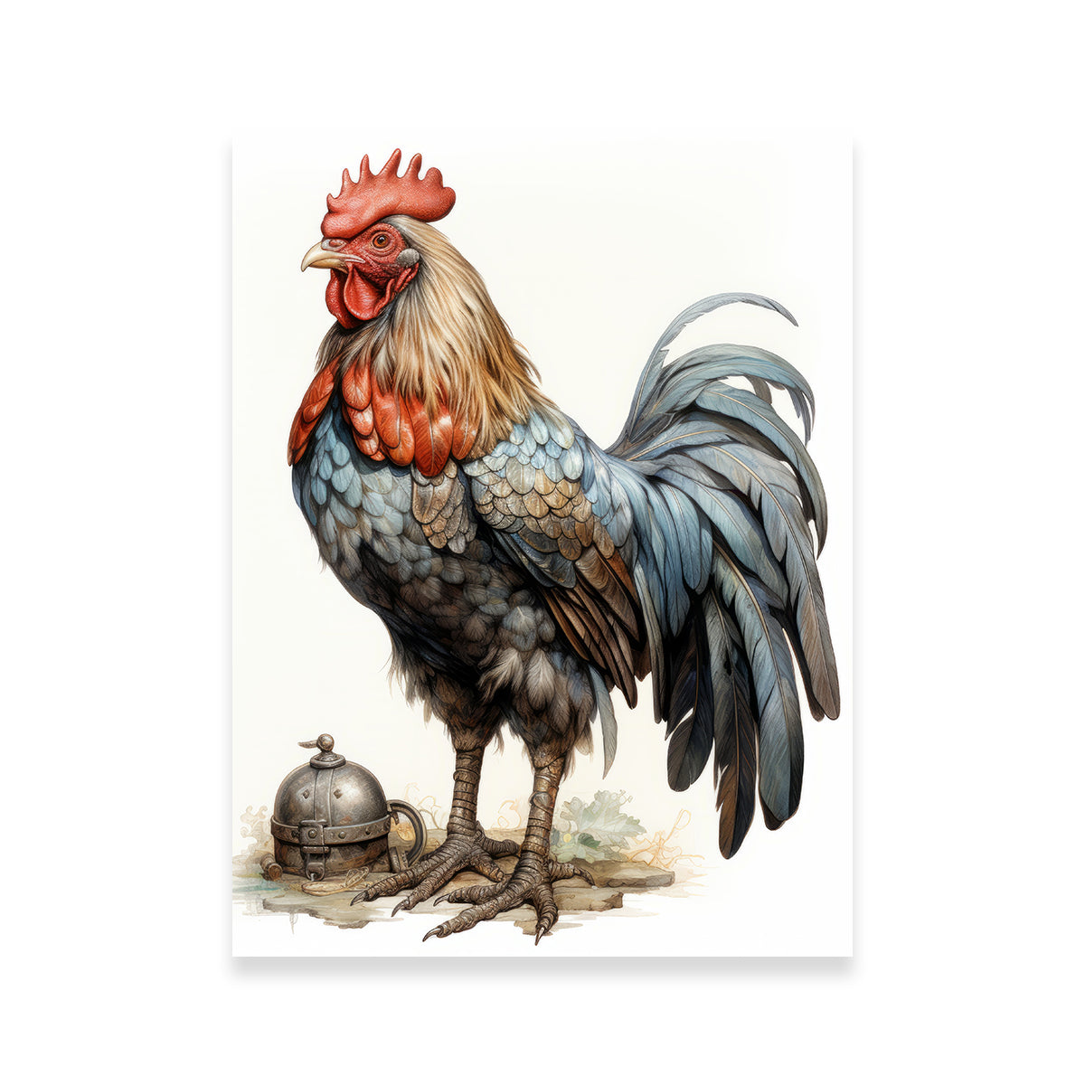 Rooster With Gold Horn Wall Art
