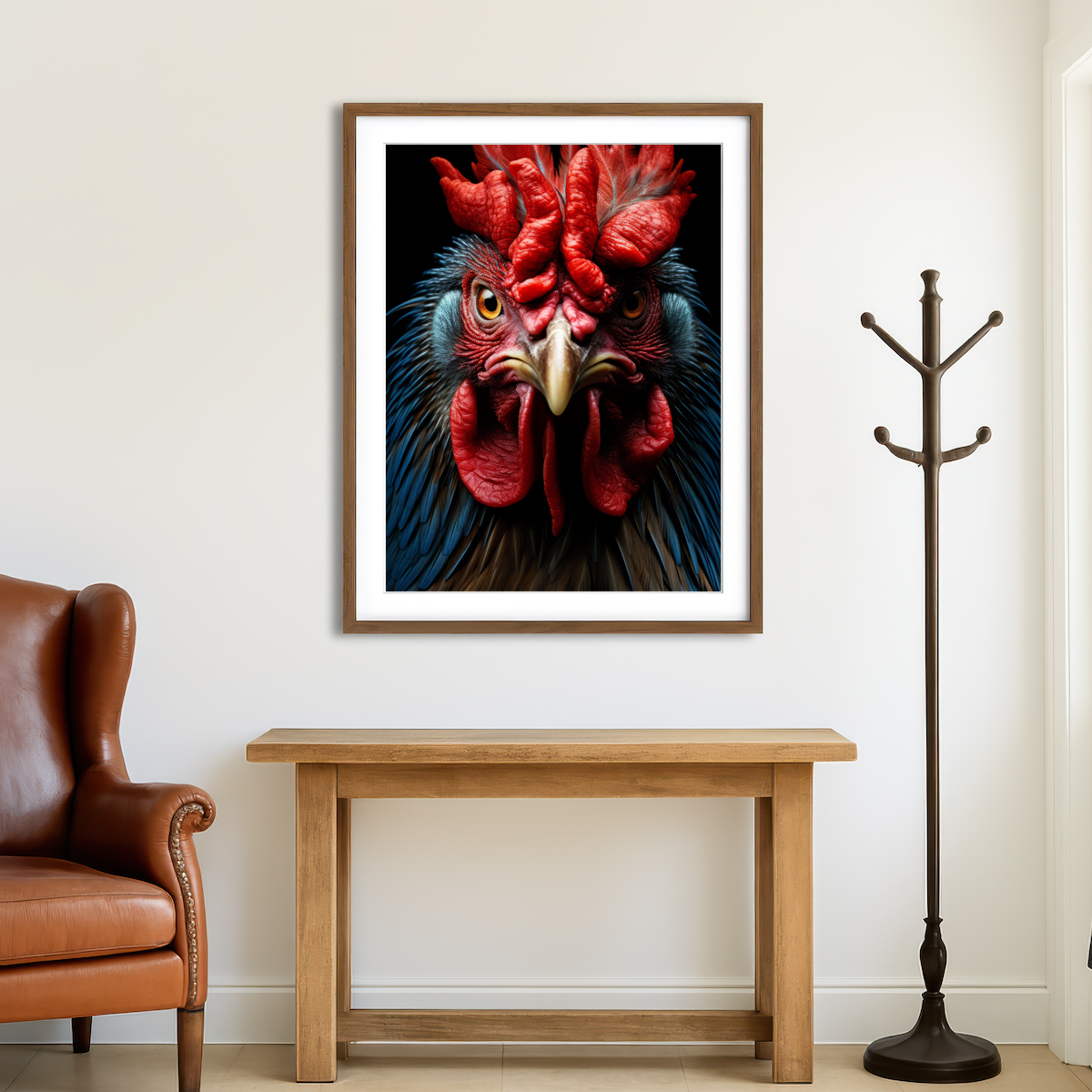 AUTO-MOCKUP ROOM | Rooster Black Wall Art