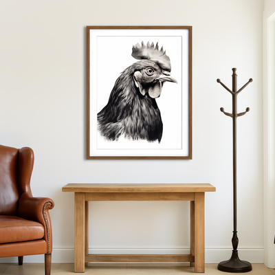 AUTO-MOCKUP ROOM | Rooster Head Grayscale Wall Art