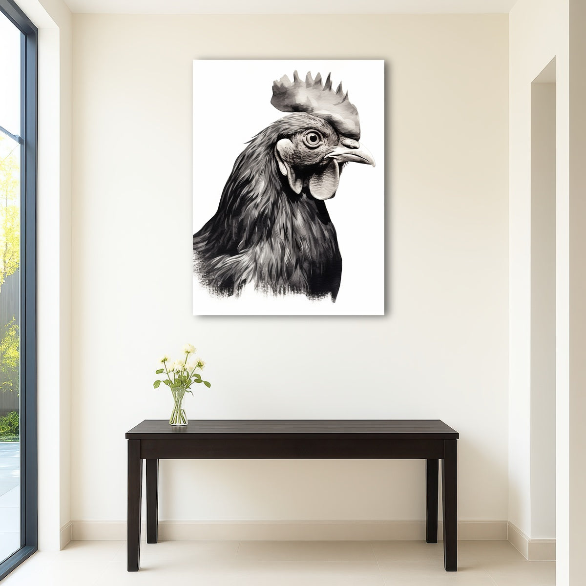 AUTO-MOCKUP ROOM | Rooster Head Grayscale