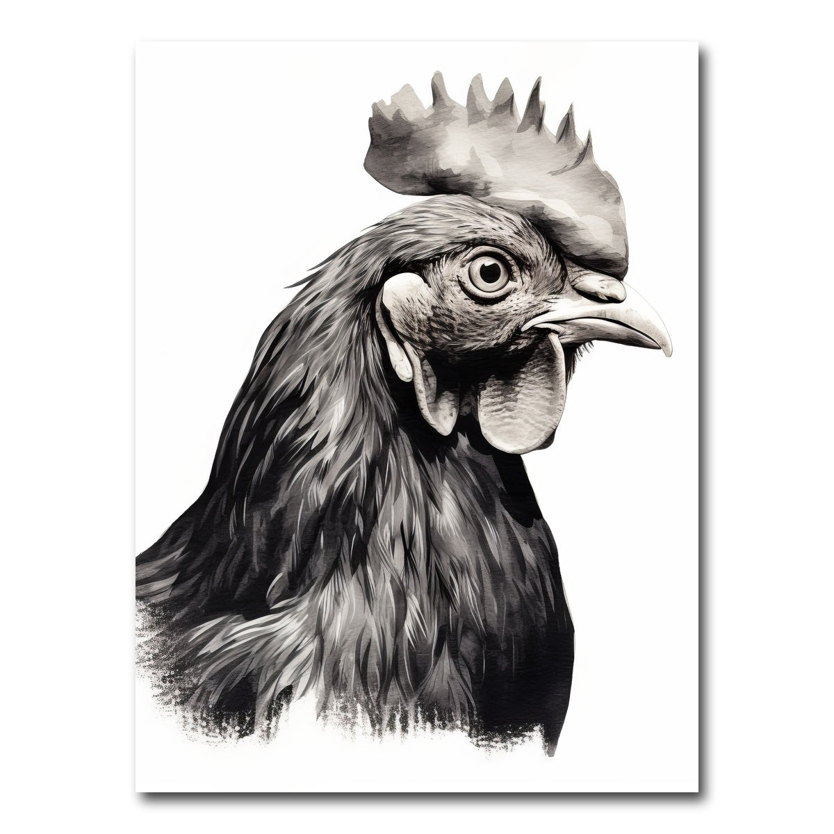 AUTO-MOCKUP WHITE | Rooster Head Grayscale | 1 Piece | Gallery Wrap Canvas | group=3x4
