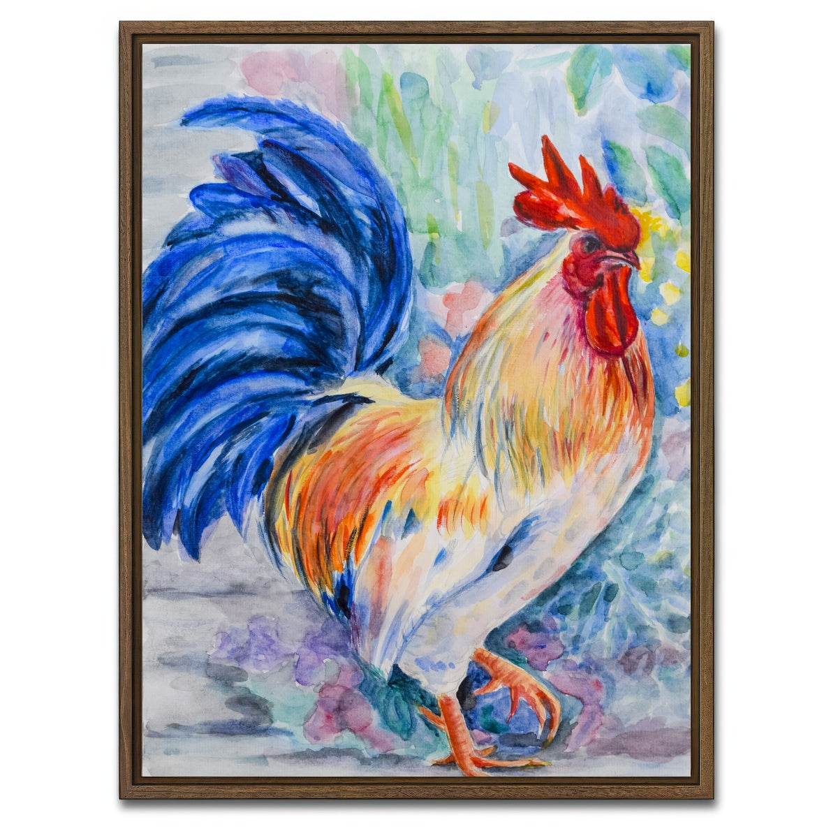 AUTO-MOCKUP WHITE | Rooster Painting | 1 Piece | Walnut Framed Canvas | group=3x4