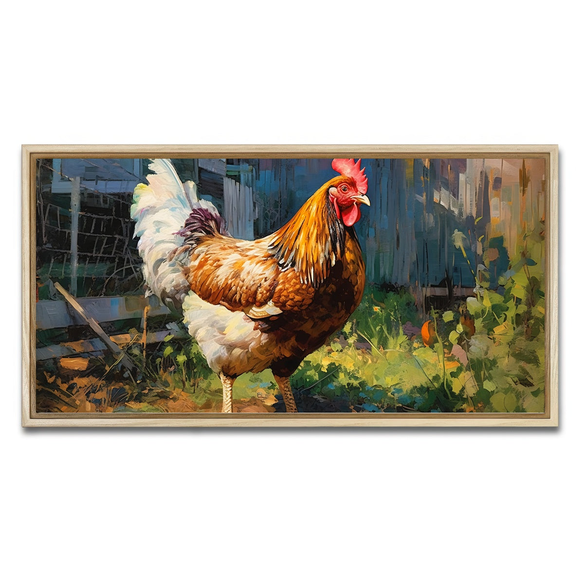 AUTO-MOCKUP WHITE | Rooster | 1 Piece | Natural Framed Canvas | group=2x1