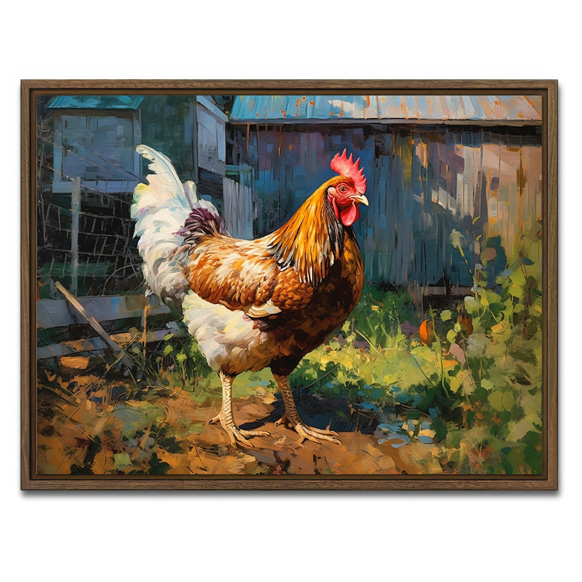 AUTO-MOCKUP WHITE | Rooster | 1 Piece | Walnut Framed Canvas | group=4x3