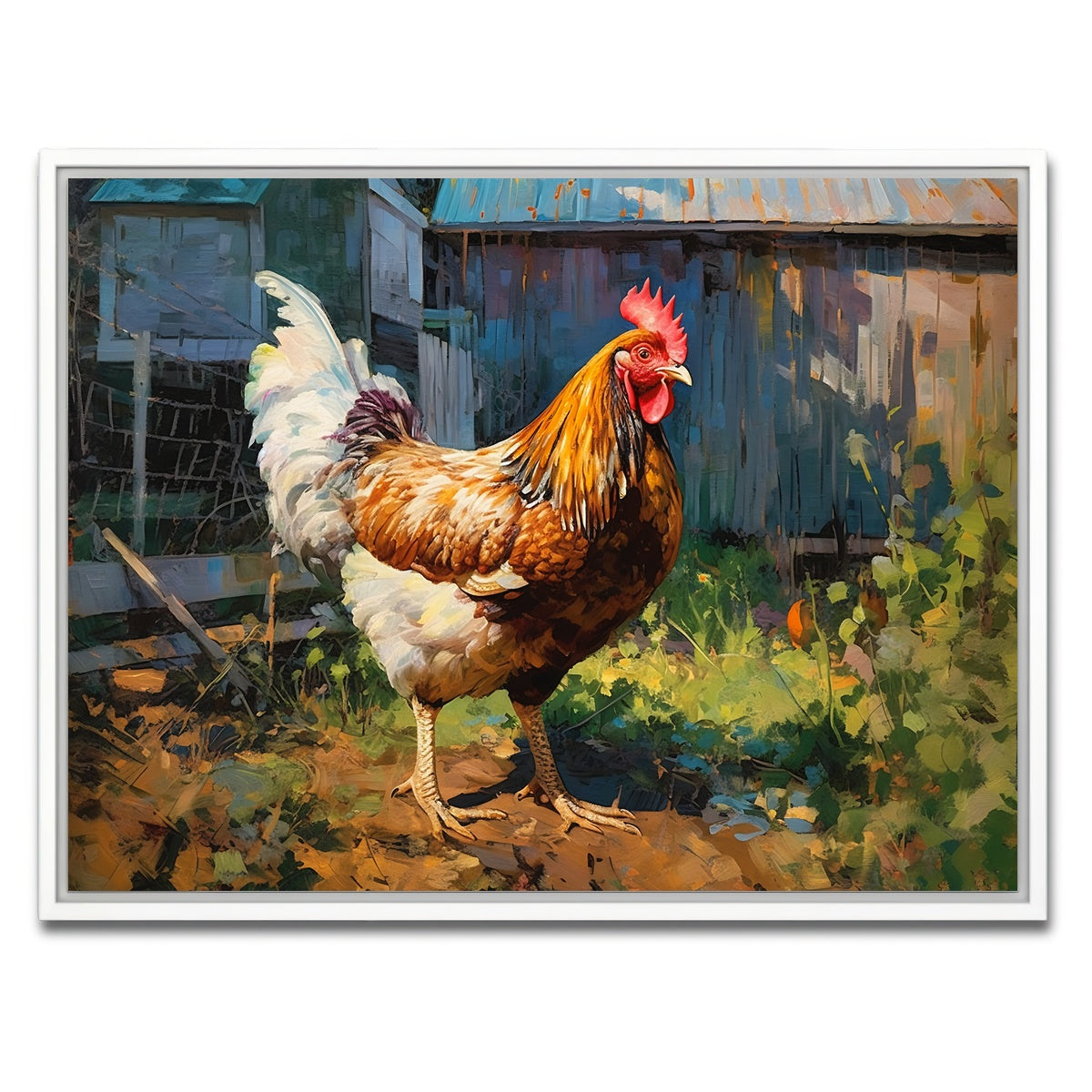 AUTO-MOCKUP WHITE | Rooster | 1 Piece | White Framed Canvas | group=4x3