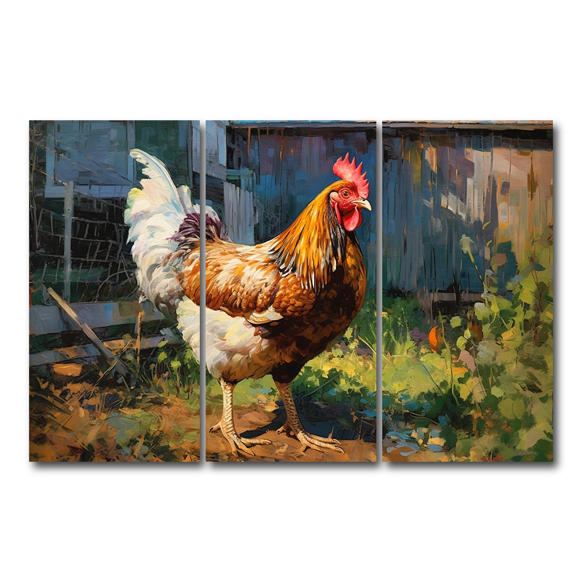 AUTO-MOCKUP WHITE | Rooster | 3 Piece | Gallery Wrap Canvas | group=12x24