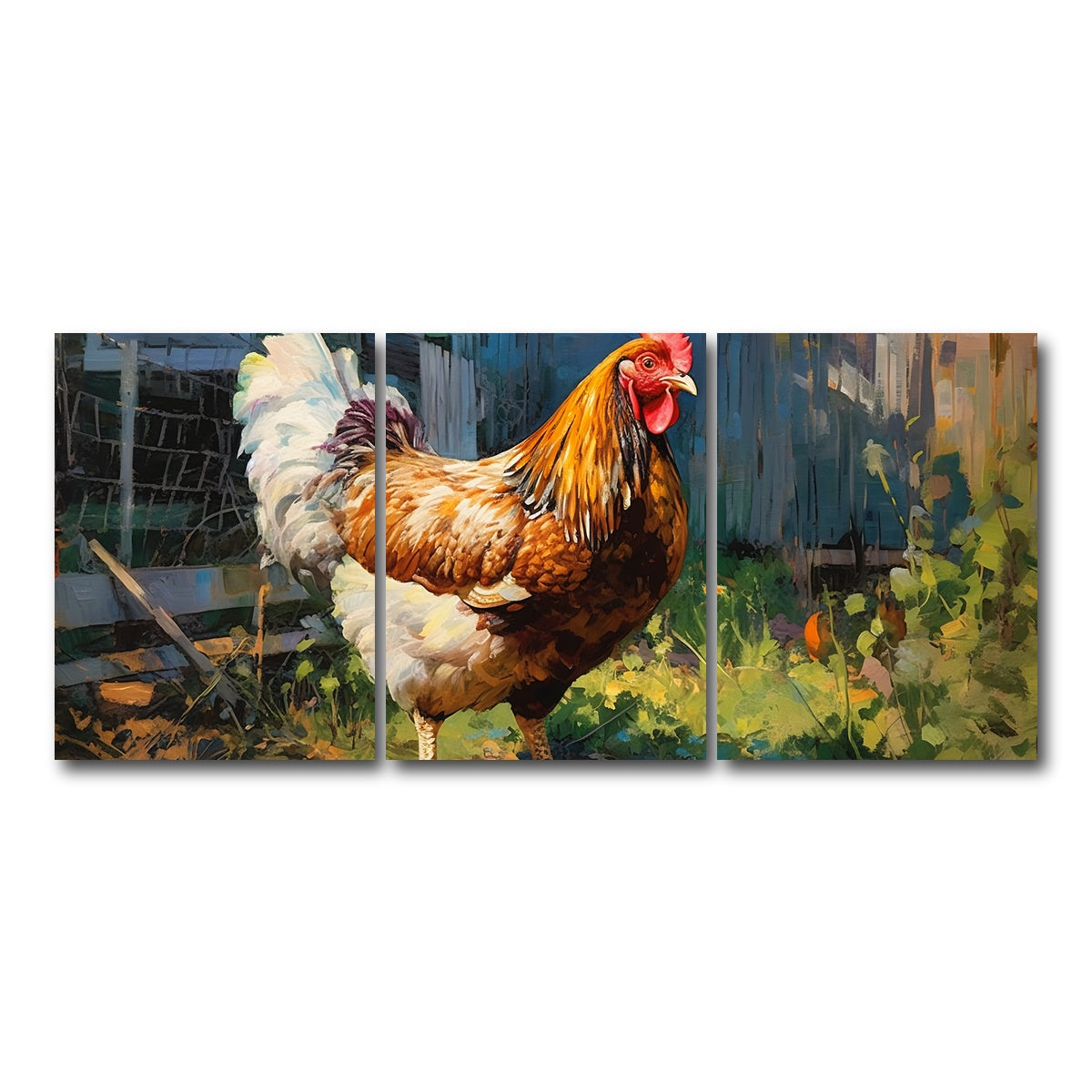 AUTO-MOCKUP WHITE | Rooster | 3 Piece | Gallery Wrap Canvas | group=18x24