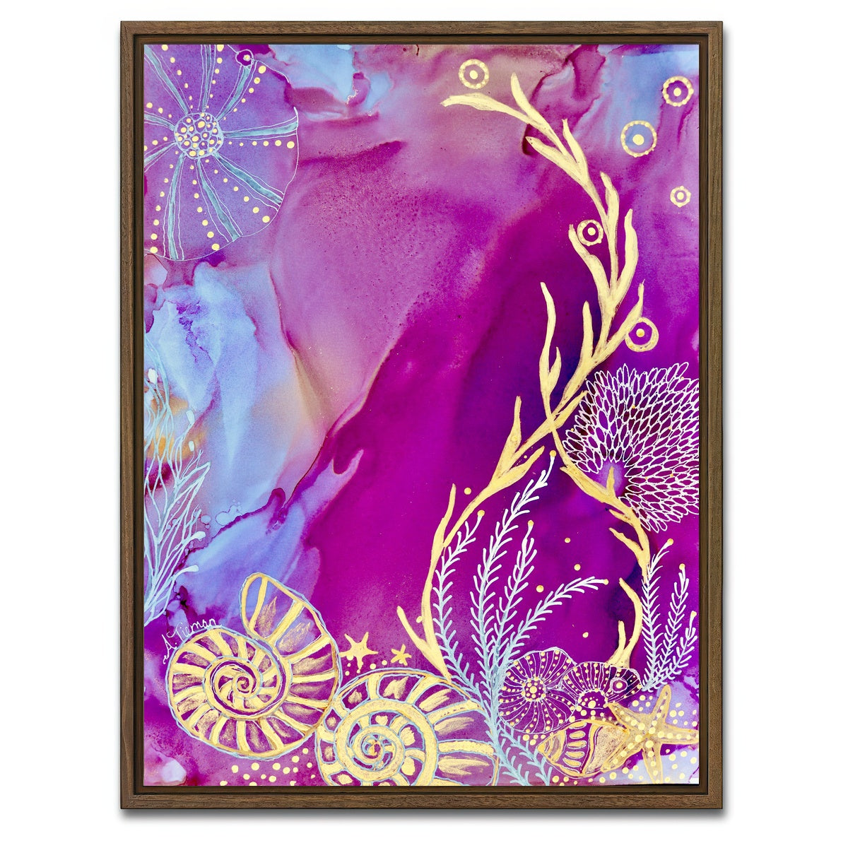 AUTO-MOCKUP WHITE | Rose Quartz Reef LL | 1 Piece | Walnut Framed Canvas | group=3x4