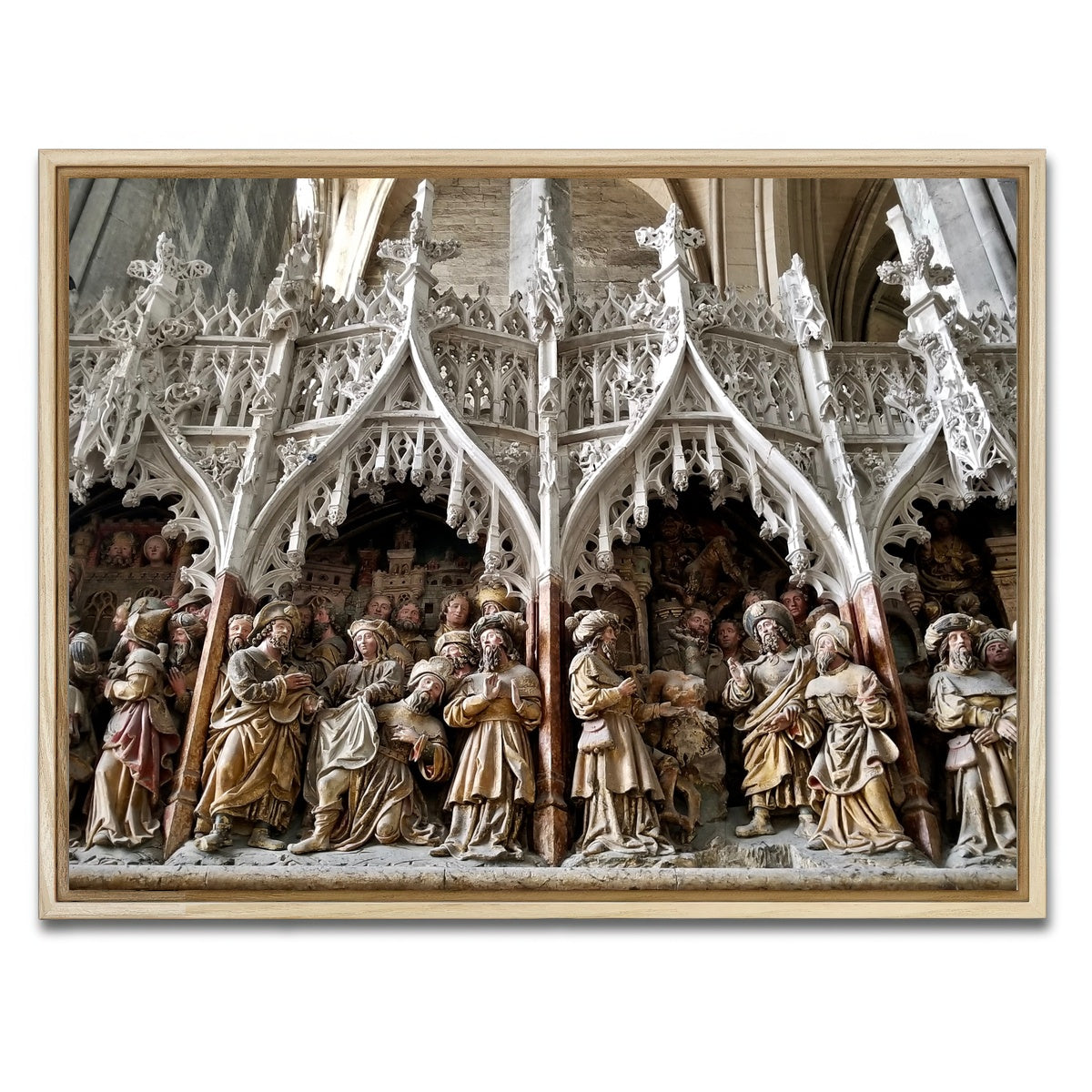 AUTO-MOCKUP WHITE | Rouen Cathedral Art | 1 Piece | Natural Framed Canvas | group=4x3